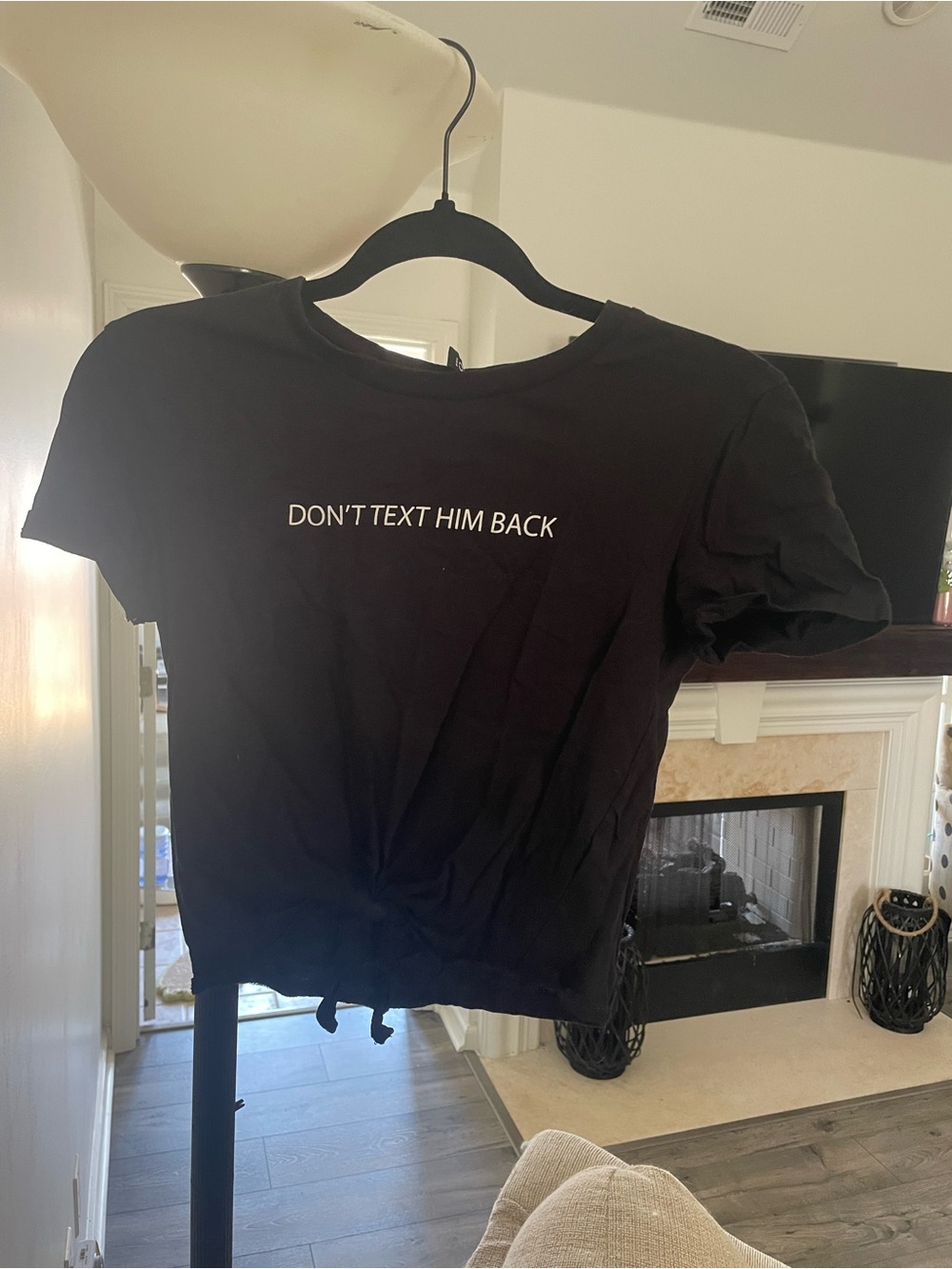 H&M Black Tee with White 'DON'T TEXT HIM BACK' Print